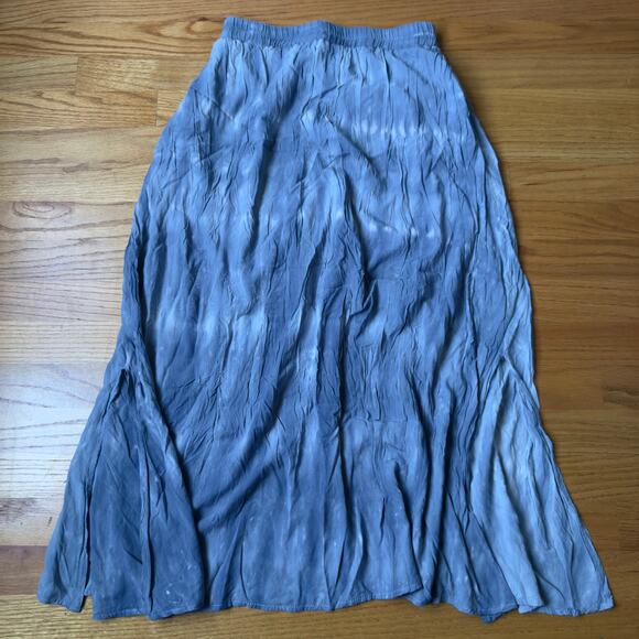 Moon River Midi Skirt Blue Tie Dye Side Slits Elastic Waist Size S - Picture 1 of 8